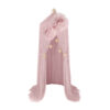 Starry Chiffon Bed Canopy – Sheer Fabric with Pom-Poms and Golden Star Accents (2)