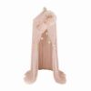 Starry Chiffon Bed Canopy – Sheer Fabric with Pom-Poms and Golden Star Accents (3)