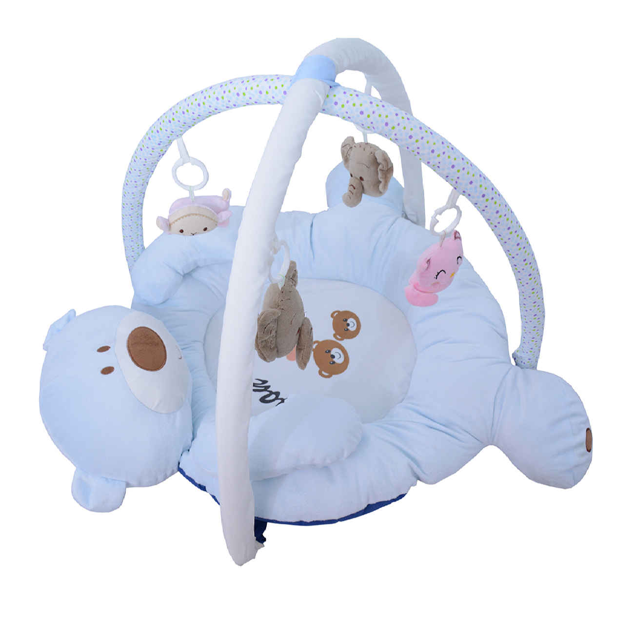 Teddy Bear Design Baby Play Mat with Forest Animal Hanging Toys in Four Colors
