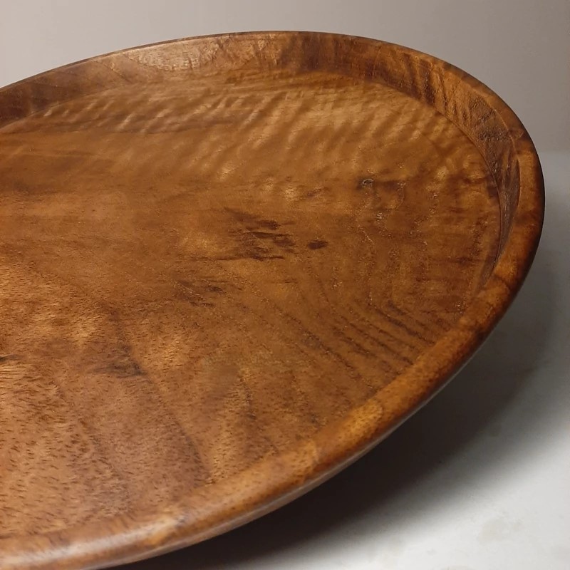 Handcrafted Round Walnut Wood Serving Tray – Rustic Tea & Coffee Tray