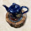 Handcrafted Rustic Walnut & Cast Iron Teapot Warmer – Distressed, for Tea & Coffee (3)