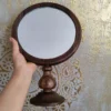 Handcrafted Walnut Mirror Frame & Candlesticks – 30 cm Height Rustic Set (1)