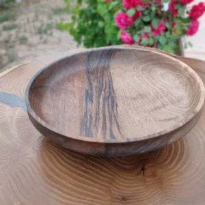 Handmade Walnut Wood Bowl – Large 35cm Artisan Serving Bowl