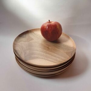 Handmade Wooden Dinner Plates – 30cm Eco-Friendly (4-Pack Bundle)