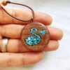 Handmade Wooden Swan Necklace with Nishapur Turquoise Inlay Persian Traditional Jewelry