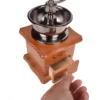 Manual Coffee Grinder with Ceramic Blades - Beech Wood Body, Metal Lever, and Drawer (1)