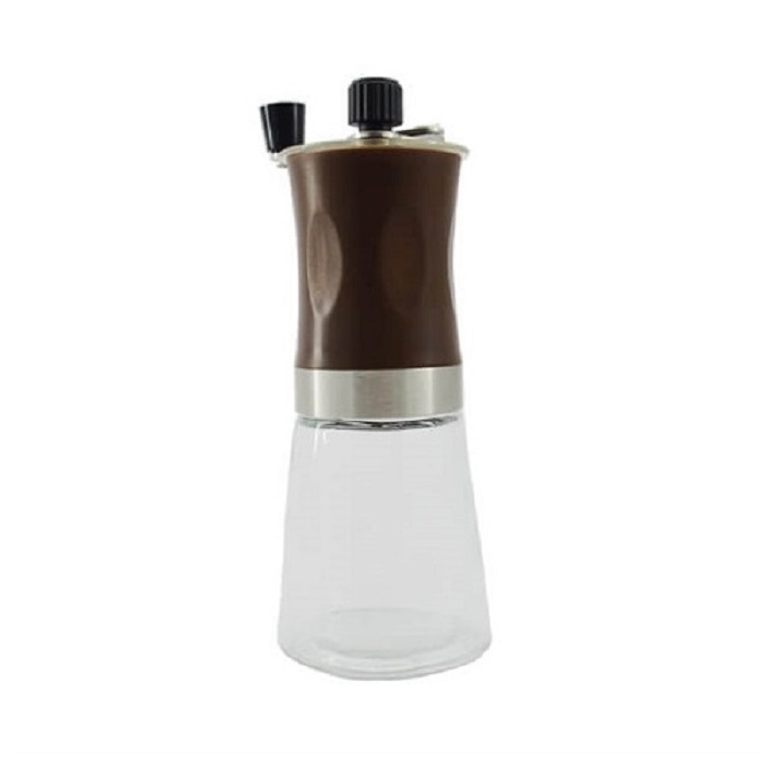 Manual Coffee Grinder with Glass Body, Adjustable Burr, and Stainless Steel Handle