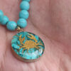 Nishapour Turquoise Necklace Featuring Zodiac Gold Leaf Design – Cancer (Tir) (3)