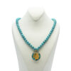 Nishapour Turquoise Necklace Featuring Zodiac Gold Leaf Design – Leo (Mordad) (1)