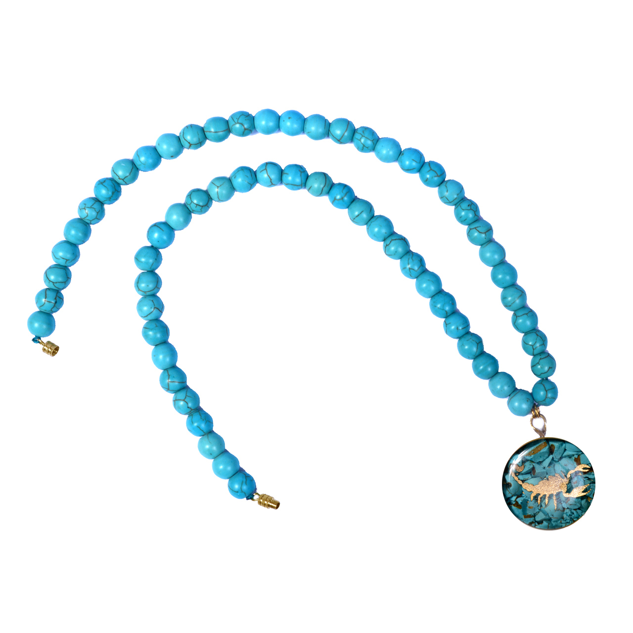 Nishapour Turquoise Necklace – Scorpio (Aban) Zodiac Gold Leaf Design