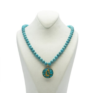 Nishapour Turquoise Necklace – Virgo (Shahrivar) Zodiac Gold Leaf Design