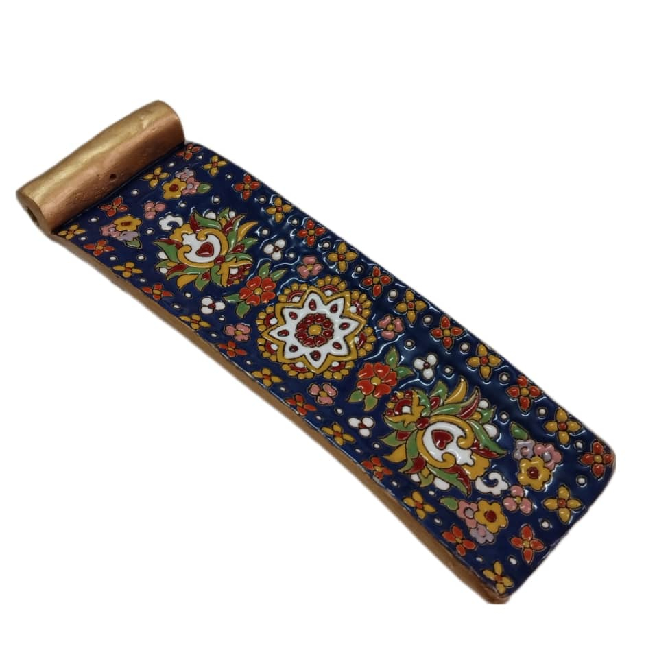 Persian Hand-Painted Artistic Pottery Incense Holder – Perfect for Meditation & Relaxation