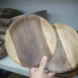Handmade Wooden Dessert Plates – 20cm Round (5-Pack Bundle)