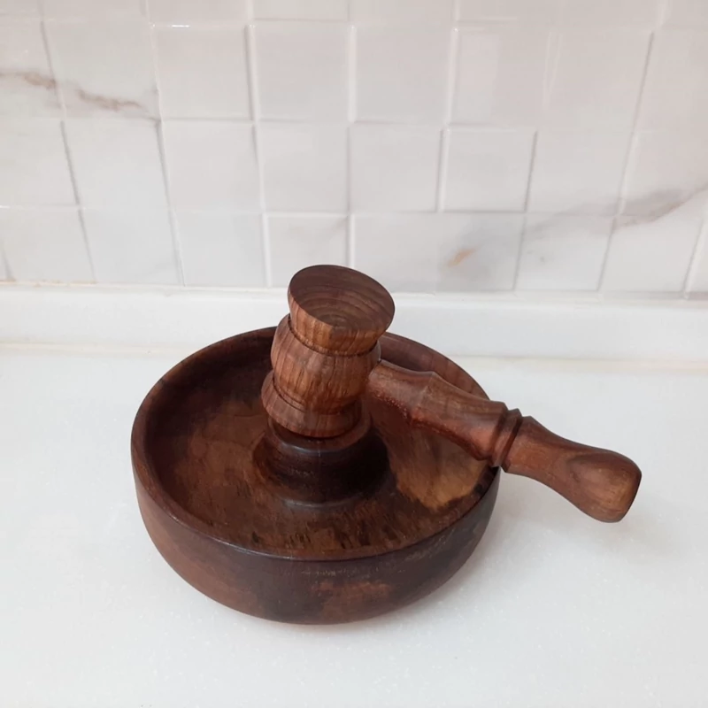 Rustic Natural Walnut Nutcracker Set – Handcrafted Wooden Bowl & Hammer for Cracking Walnuts, Almonds & Mixed Nuts
