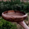 Rustic Walnut Wood Barrel Bowl – Handcrafted 25 cm Serving Bowl for Kitchen & Home Décor (1)