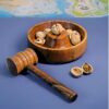 Rustic Walnut Wood Nutcracker – Bowl & Hammer for Walnuts & Hard-Shelled Nuts (1)