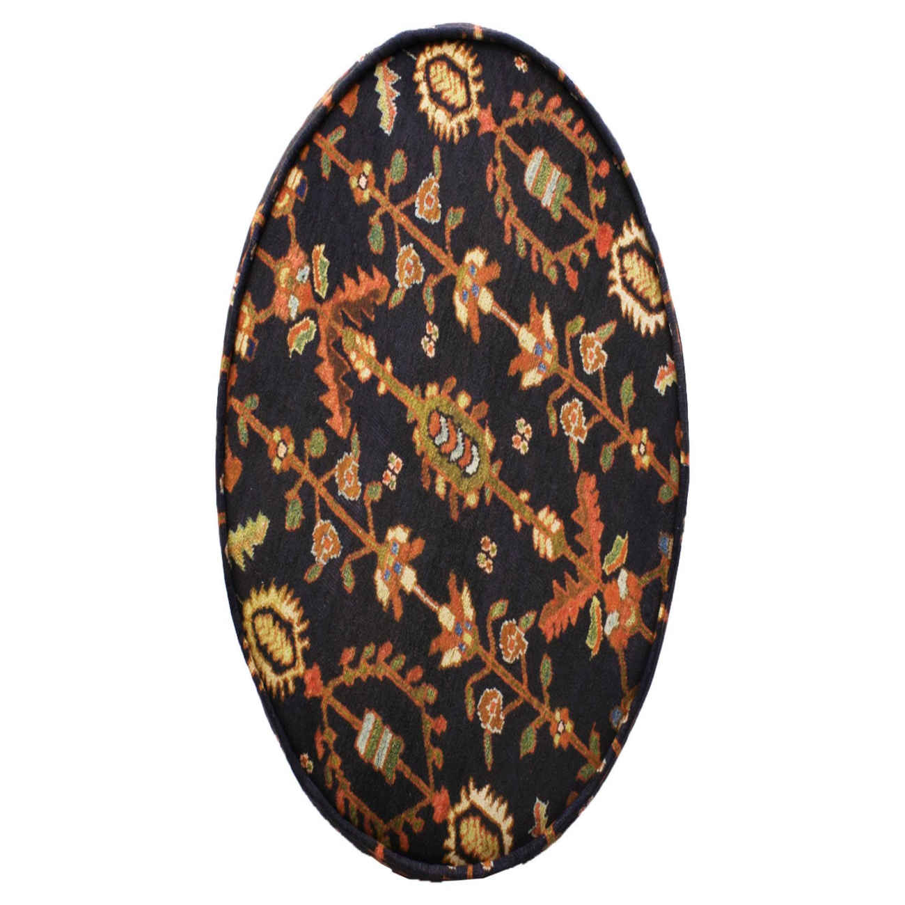 Smoky Gray Persian-Style Ottoman – Elegant Velvet Puff with Wooden Legs & MDF Base