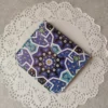 Snap Button Leather Card Wallet – Persian Turquoise Tile Design (3)