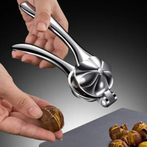 Stainless Steel Lever Nutcracker – Steel Handle & Body, Ergonomic, for Walnuts & Chestnuts, Floral Design