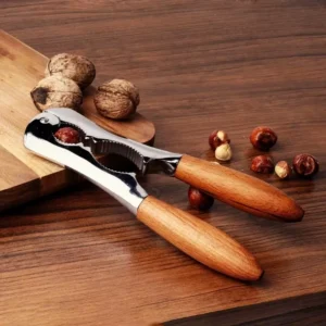 Stylish Wooden-Handled Nutcracker with Durable Metal Body — Perfect for Cracking Almonds, Walnuts, and Hazelnuts