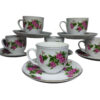 Traditional Ceramic Cup & Saucer Set – 12-Piece with Red Rose Motif (2)