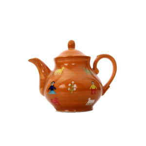 Traditional Hand-Painted Ceramic Teapot with Persian-Inspired tree & Goat Pattern