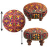 Traditional Persian Velvet Ottoman – Seven Vibrant Colors & Carved Wooden Legs (1)