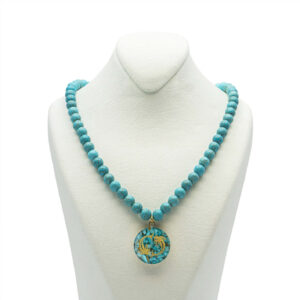 Nishapour Turquoise Pendant on Turquoise Stone Necklace – Pisces Esfand Gold Leaf