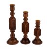 Vintage Wooden Candlestick with Carved Floral Design Set of 3 (2)