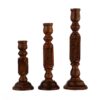 Vintage Wooden Candlestick with Carved Floral Design Set of 3 (3)