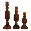 Vintage Wooden Candlestick with Carved Floral Design Set of 3 (4)