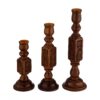Vintage Wooden Candlestick with Carved Floral Design Set of 3 (7)