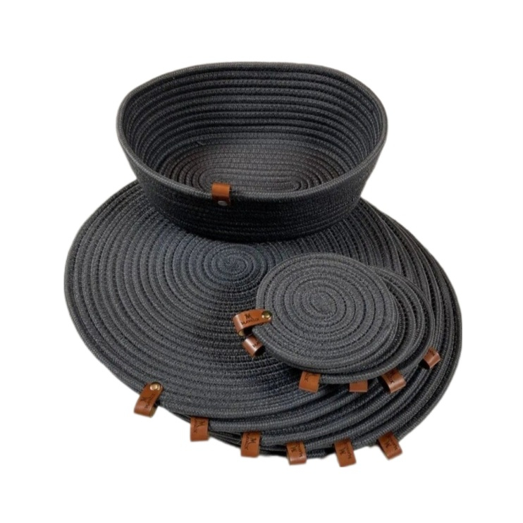 13-Piece Cotton Cord Placemats with Coasters & Bread Basket – Perfect for Plates, Drinks & Bread
