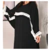 Black Kaftan Abaya Poncho – Closed Front with Light‑Colored Fringe Detailing, Modest Fashion, Free Size (3)