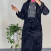 Black Kaftan Women’s Abaya in Premium Velvet, Free Size 36–46 - Suitable for Everyday Outing, Relaxed Gathering (1)