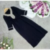 Black Kaftan Women’s Abaya with hand‑stitched embellishments neckline and sleeves – Free Size (2)