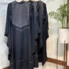 Black Kaftan and Women’s Abaya – Crepe and Linen Chevron Fabric, Free Size 36–50 - Suitable for Everyday Outing, Relaxed Gathering (2)