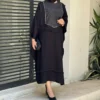 Black Kaftan and Women’s Abaya – Crepe and Linen Chevron Fabric, Free Size 36–50 - Suitable for Everyday Outing, Relaxed Gathering (4)