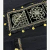 Black Long Kaftan Abaya with Golden Sequin and Coin Embroidery on Bust and Cuffs, Wide Sleeves, Side Slits – Free Size (4)