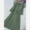Colorful Kaftan Dress with Removable Fabric Belt – Bow Detail on Chest & Sleeve Cuffs, Free Size (1)