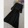 Colorful Kaftan Dress with Removable Fabric Belt – Bow Detail on Chest & Sleeve Cuffs, Free Size (2)