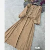 Colorful Kaftan Dress with Removable Fabric Belt – Bow Detail on Chest & Sleeve Cuffs, Free Size (3)