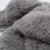 Cross Fluffy Faux Fur Fuzzy Slippers - Open Toe Gray Slides (2)
