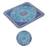 Desk Mouse Pad Traditional Persian Rug Design – Includes Round Coaster, Soft Fabric Surface, Non-Slip Rubber Base