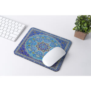 Desk Mouse Pad Traditional Persian Rug Design – Includes Round Coaster, Soft Fabric Surface, Non-Slip Rubber Base