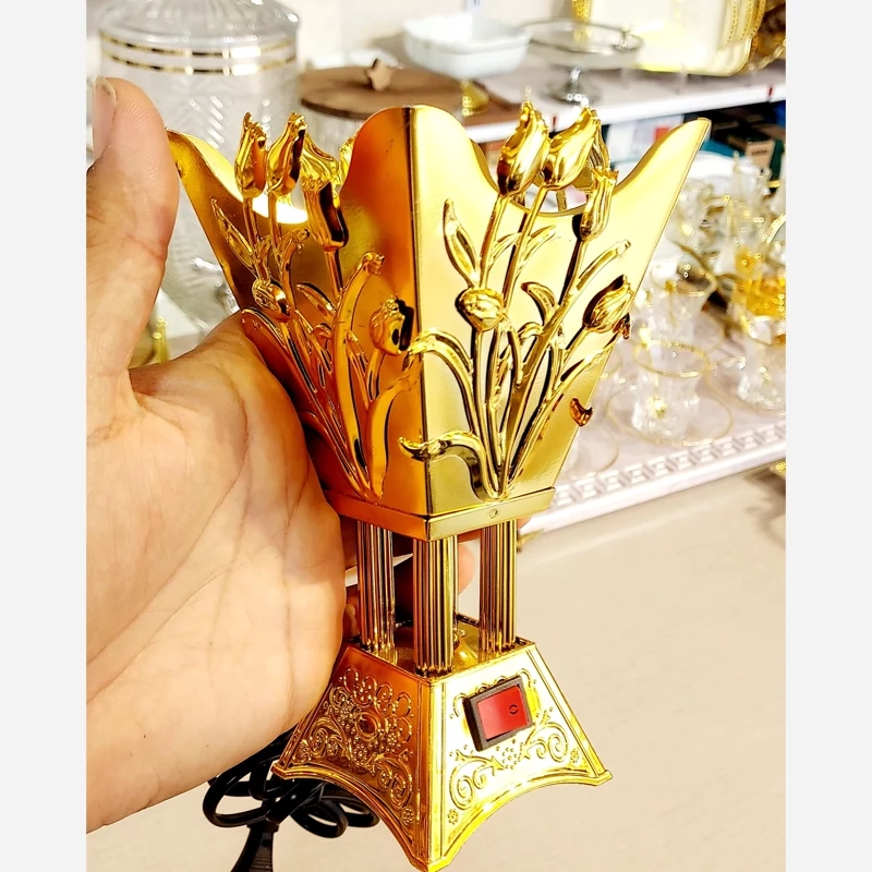 Electric Bakhoor and Esfand Burner – Embossed Floral Pattern