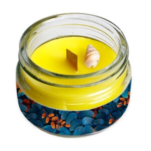 Floral Design Scented Jar Candle with Wooden Wick – A Beautiful Decorative Candle for Relaxation and Gifting