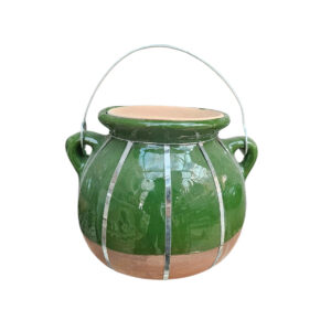 Handcrafted Persian Casserole Pottery Dizi Pot with Metal Handle – Ideal for Dizi, Soups & Stews