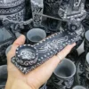 Handcrafted Stone Incense and Tealight Holder –Floral Carved Design for Serenity (3)