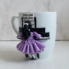 Handmade Ceramic Mug Featuring Piano Girl – Polymer Clay Decoration, Ideal fkor Tea Time & Collectible Display